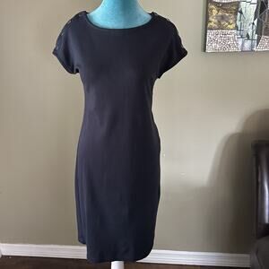 Talbots Women XS Dress Black 3 Button Shoulders, Casual, Jersey